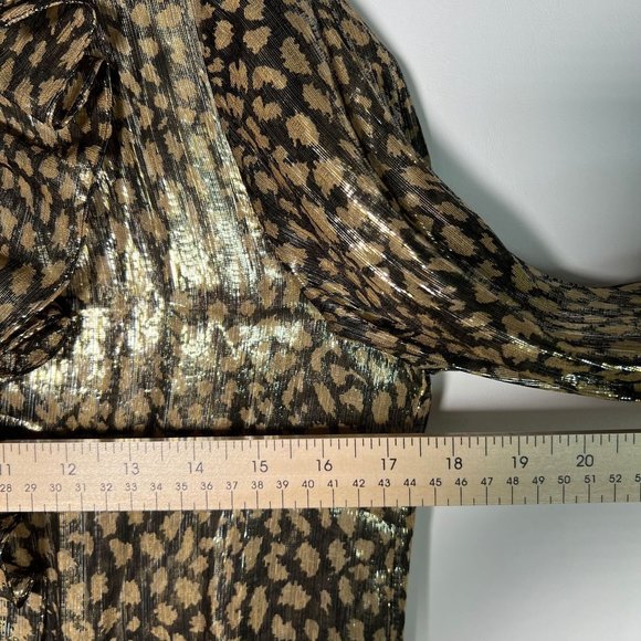 NWT alice + olivia SILK Blend‎ Leopard Print V neck Ruffle Trim Blouse SMALL - Picture 6 of 15